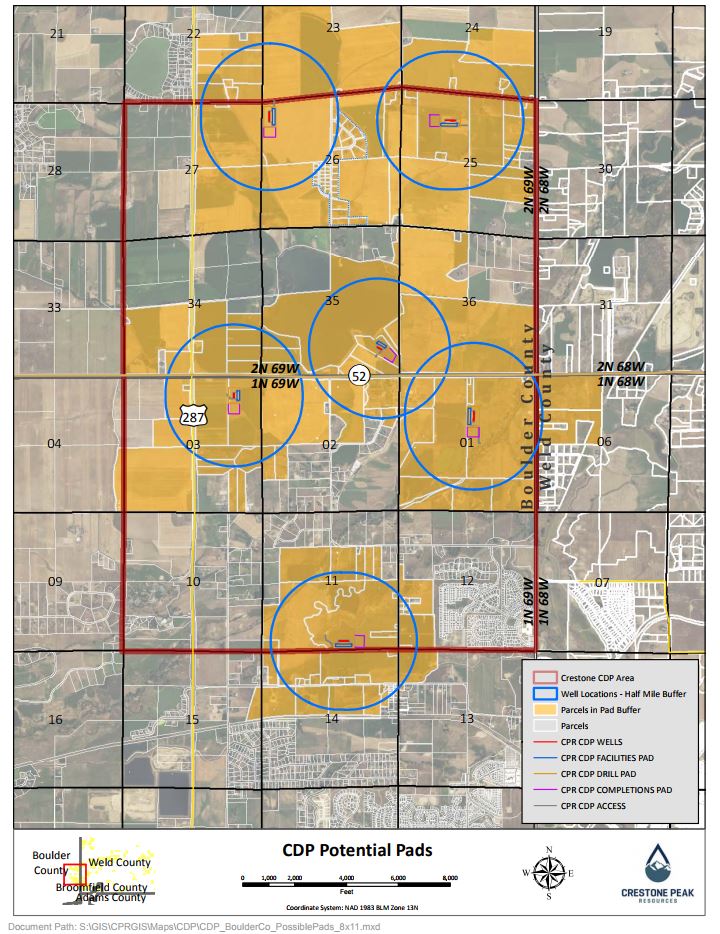 Crestone Peak Winding Its Way through Colorado CDP Process in Preparation to Drill Assets on Boulder County Side of the Wattenberg